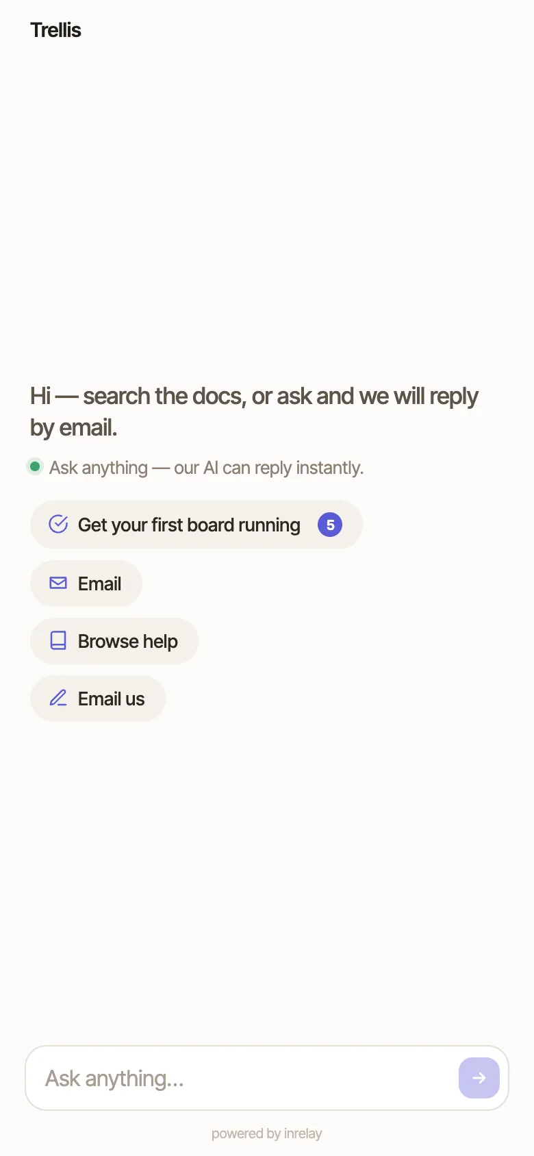 The hosted chat page inside a phone WebView