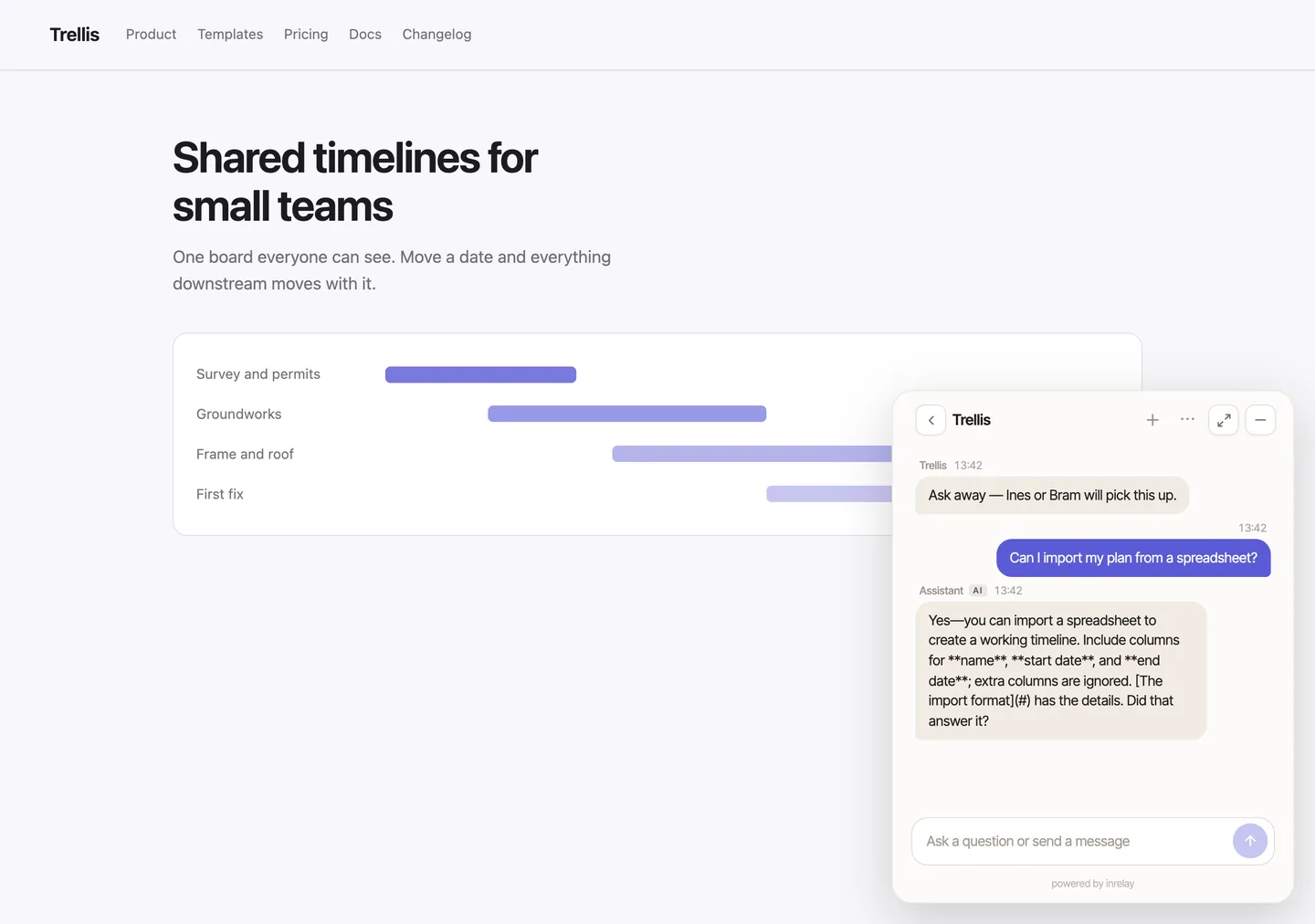 The widget: a bot answer carrying its AI tag